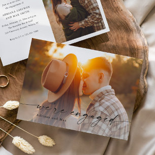 Invitation Simple Script 2 Photo Mariage Fiançailles