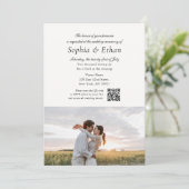 Invitation Simple Script 2 Photo QR Code Mariage Blanc (Debout devant)