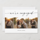 Invitation Simple Script 3 Photo Collage Mariage Fiançailles (Devant)