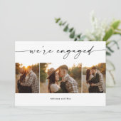 Invitation Simple Script 3 Photo Collage Mariage Fiançailles (Debout devant)