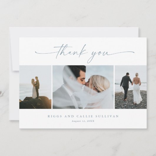 Invitation Simple Script 3 Photo Mariage (Devant)