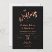 Invitation Simple Script Black Rose Gold Foil Le Mariage de (Devant)