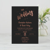 Invitation Simple Script Black Rose Gold Foil Le Mariage de (Debout devant)