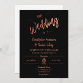 Invitation Simple Script Black Rose Gold Foil Le Mariage de (Devant / Derrière)