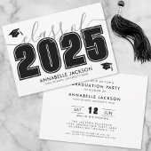 Invitation Simple Script Black White Graduation Party