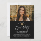 Invitation Simple Script Black & White Photo Graduation Party (Devant)