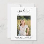 Invitation Simple Script Black & White Photo Graduation Party (Devant)