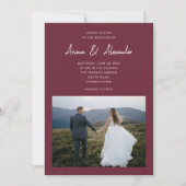 Invitation Simple Script Burgundy Deux Mariage photo (Devant)