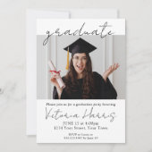 Invitation Simple Script Custom Photo Fun Élégant Graduation (Devant)