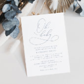 Invitation Simple Script Dusty baby shower bleu