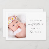 Invitation Simple Script Élégant Parrain Proposition Photo (Devant / Derrière)