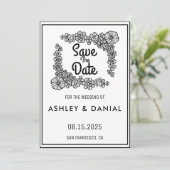 Invitation Simple script floral wreath Wedding Enregistrer la (Debout devant)