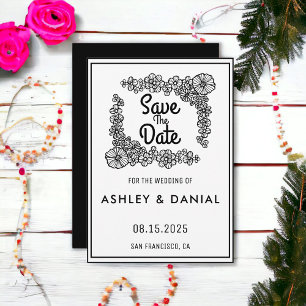 Invitation Simple script floral wreath Wedding Enregistrer la