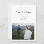 Invitation Simple Script Forest Green Deux Mariage photo (Devant)