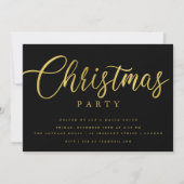 Invitation Simple Script Gold Black Mini Noël Party (Devant)