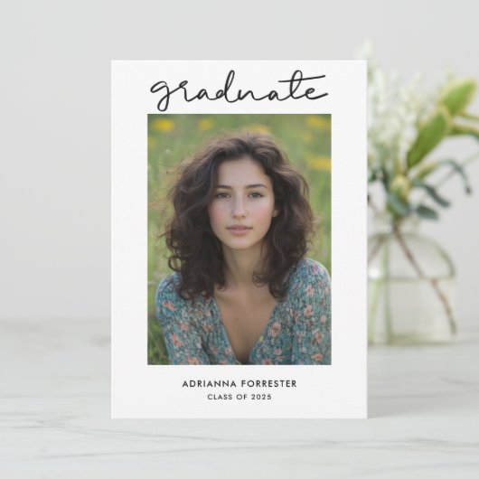 Invitation Simple Script Gradué Photo moderne (Debout devant)