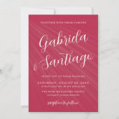 Invitation Simple Script Magenta et Mariage blanc (Devant)