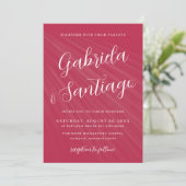 Invitation Simple Script Magenta et Mariage blanc (Debout devant)