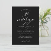 Invitation Simple Script Mariage Noir et Blanc (Debout devant)