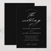 Invitation Simple Script Mariage Noir et Blanc (Devant / Derrière)