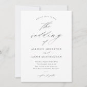 Invitation Simple Script Mariage Noir et Blanc (Devant)