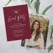 Invitation Simple Script Maroon Photo Graduation Party