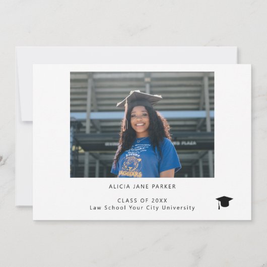 Invitation Simple script minimal 2 graduation photo merci (Dos)