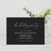 Invitation Simple Script minimal Noir Blanc Adulte Anniversai (Debout devant)