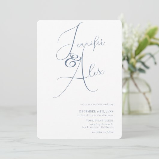 Invitation Simple Script Minimalist Photo Collage Wedding (Debout devant)