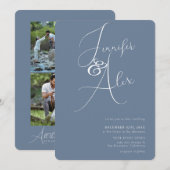 Invitation Simple Script Minimalist Photo Collage Wedding (Devant / Derrière)