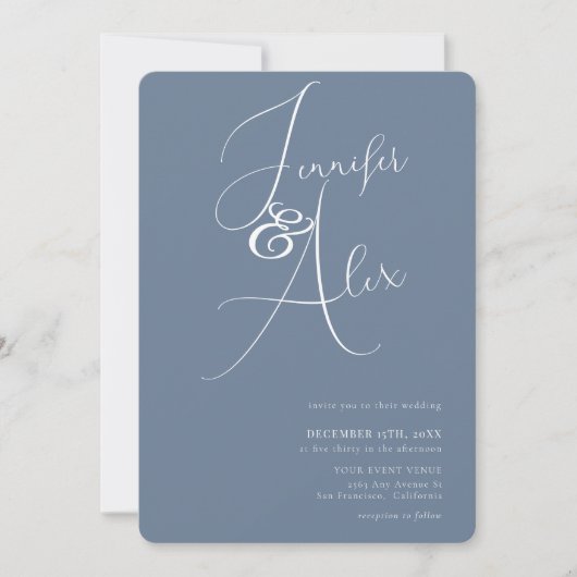 Invitation Simple Script Minimalist Photo Collage Wedding (Devant)