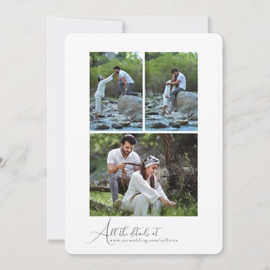 Invitation Simple Script Minimalist Photo Collage Wedding  (Dos)