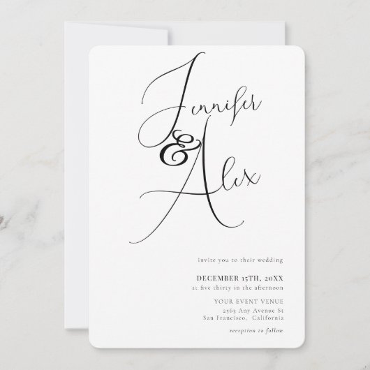 Invitation Simple Script Minimalist Photo Collage Wedding  (Devant)