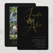 Invitation Simple Script Minimalist Photo Collage Wedding  (Devant / Derrière)