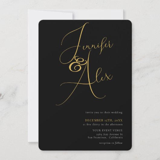 Invitation Simple Script Minimalist Photo Collage Wedding  (Devant)