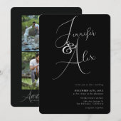 Invitation Simple Script Minimalist Photo Collage Wedding  (Devant / Derrière)
