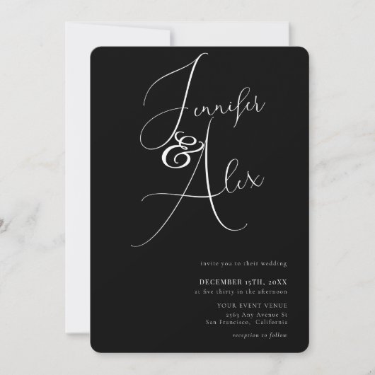 Invitation Simple Script Minimalist Photo Collage Wedding  (Devant)