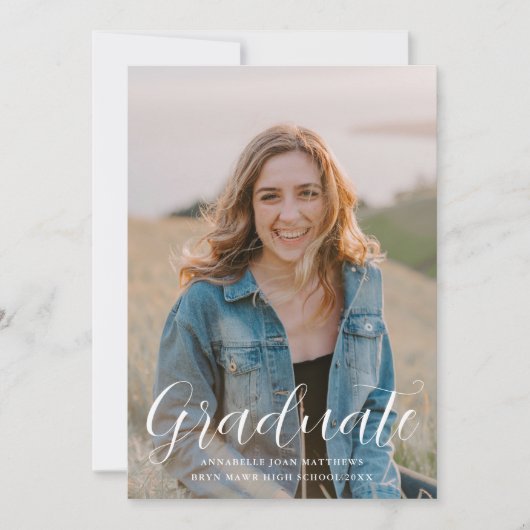 Invitation Simple Script Modern Photo Graduation (Devant)