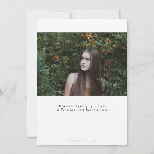 Invitation Simple Script Moderne 2 Photo Diplômé (Dos)