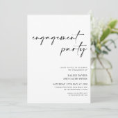 Invitation Simple script moderne Black White Engagement Party (Debout devant)