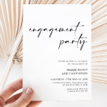 Invitation Simple script moderne Black White Engagement Party<br><div class="desc">Une invitation de fiançailles minimale moderne avec une police de script moderne.</div>