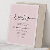 Invitation Simple Script Moderne Douce Rose Seize Ans