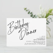 Invitation Simple Script Moderne Noir & Blanc Dîner d'anniver (Debout devant)