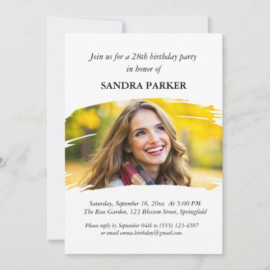 Invitation Simple script moderne Style Photo anniversaire chi (Devant)