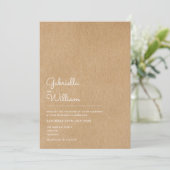 Invitation Simple Script naturel Rustique Mariage Kraft (Debout devant)
