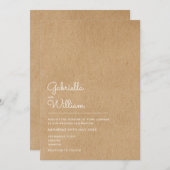 Invitation Simple Script naturel Rustique Mariage Kraft (Devant / Derrière)