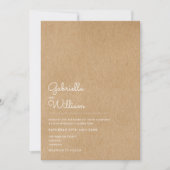 Invitation Simple Script naturel Rustique Mariage photo Kraft (Devant)