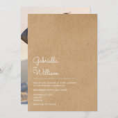 Invitation Simple Script naturel Rustique Mariage photo Kraft (Devant / Derrière)