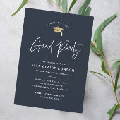 Invitation Simple Script Navy Blue Graduation Party