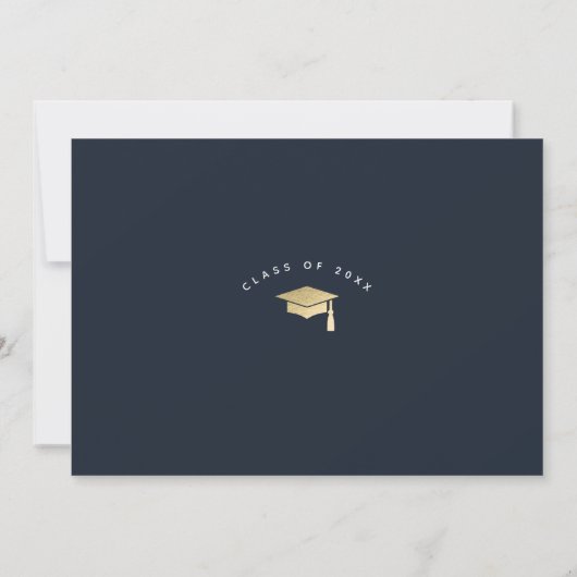 Invitation Simple Script Navy Blue Photo Graduation Party (Dos)